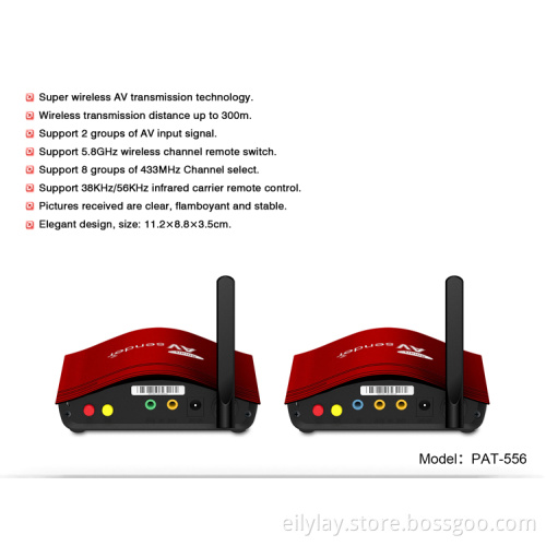 5.8G TWO GROUP AV INPUT AV SIGNAL AUDIO VIDEO SENDER RECEIVERS 38+56KHZ IR REMOTE